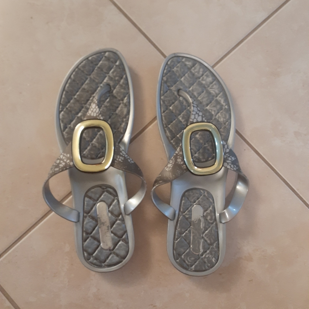 Silver flip flops